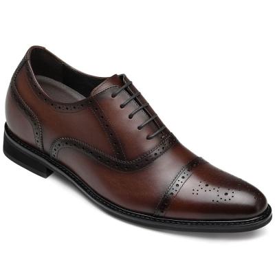 Dress Elevator Shoes For Men Brown Leather Height Shoes 8CM / 3.15 Inches Taller - Img 1