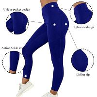 Chrideo - Get Fashionable Blue Color Leggings with Pockets in USA