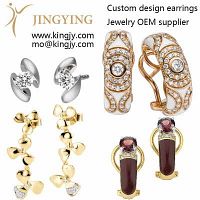 Sterling silver jewelry wholesaler custom Shiny CZ Star Moon Rose Gold plated earrings