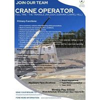 Crane Operator Full Time / Raleigh, Durham, Chapel Hill